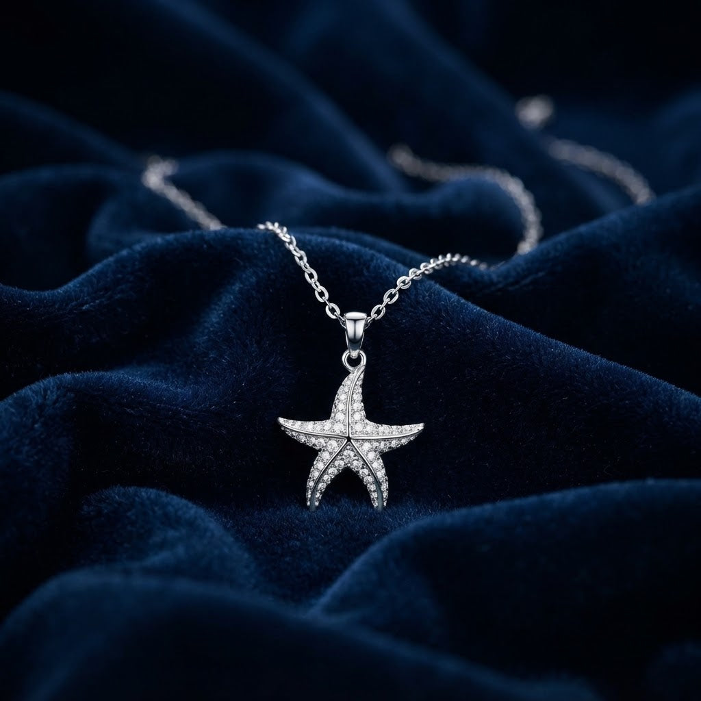 Starfish Pavé Pendant Necklace