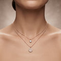 Rose Gold Layered Solitaire & Pavé Disc Necklace Set