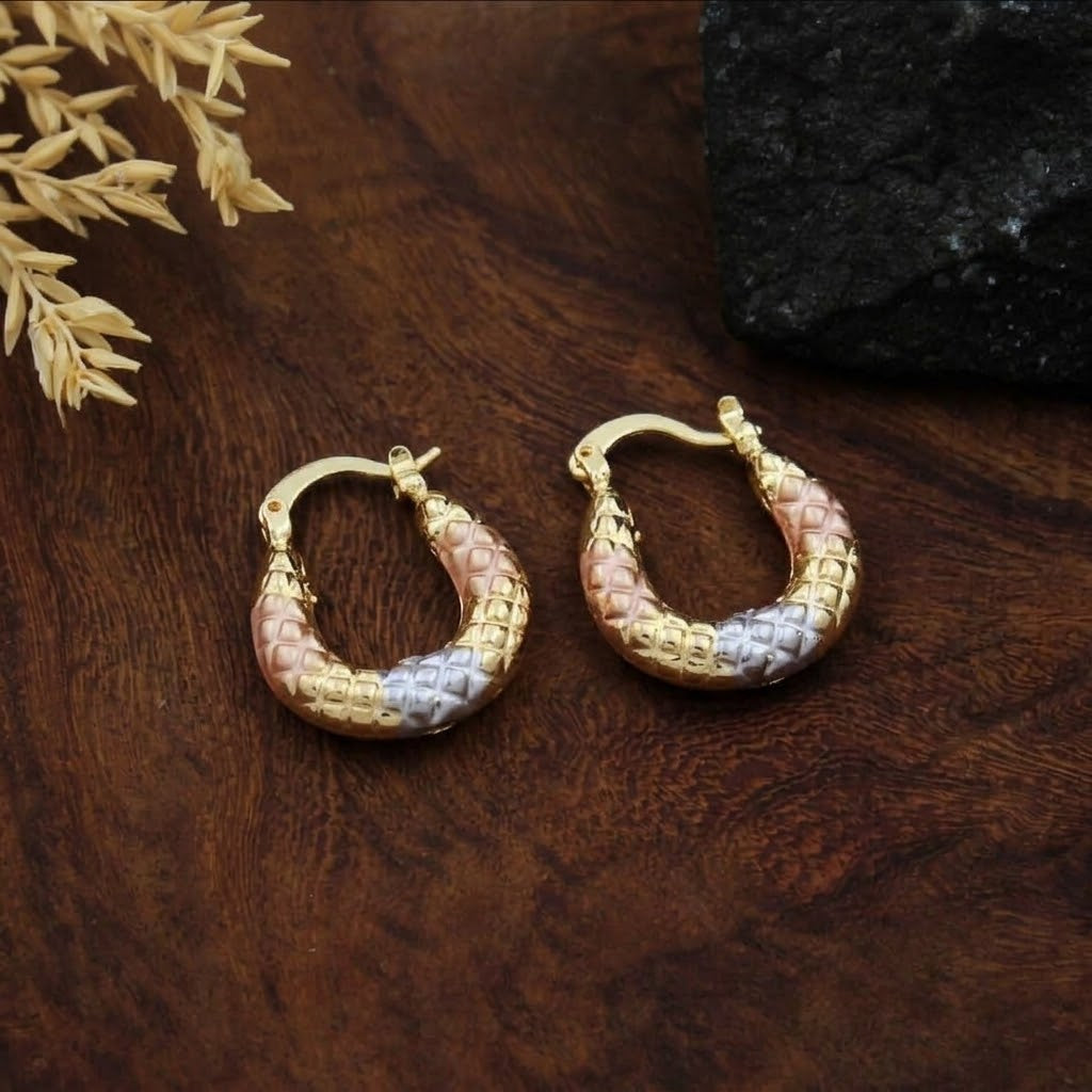 Tri-Tone Textured Hoops
