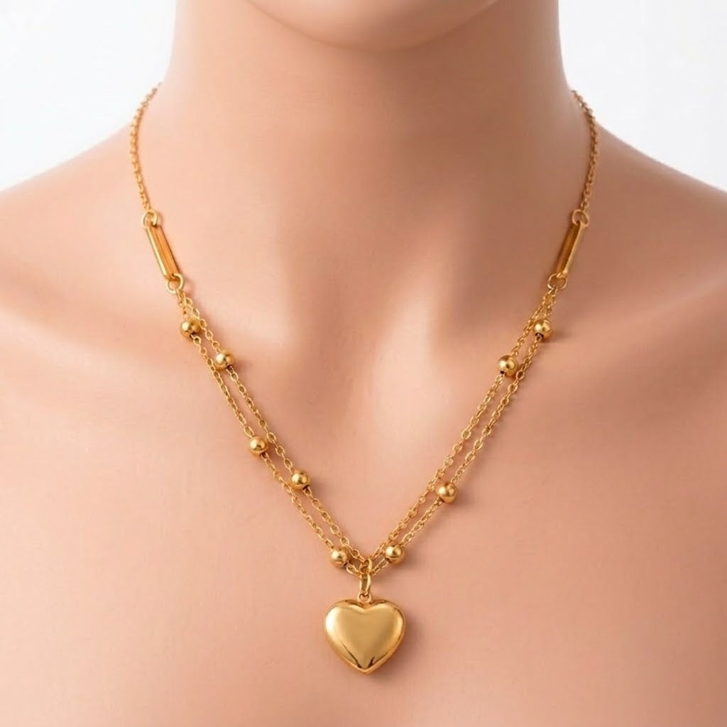Golden Heart Layered Necklace