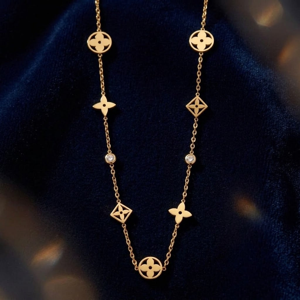 Golden Blossom Floral Enamel Bracelet