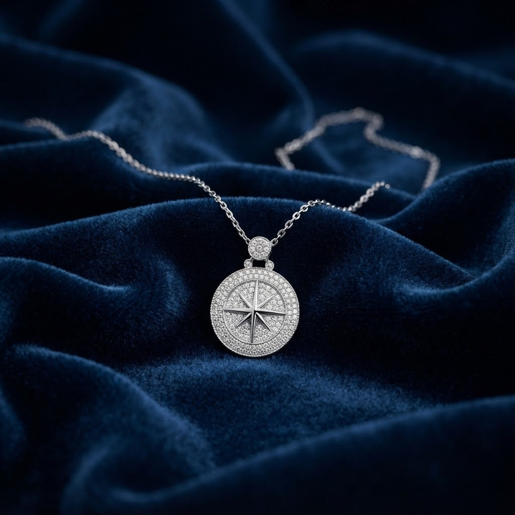 Compass Star Pavé Pendant Necklace