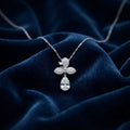 Floral Pear Drop Pavé Pendant Necklace