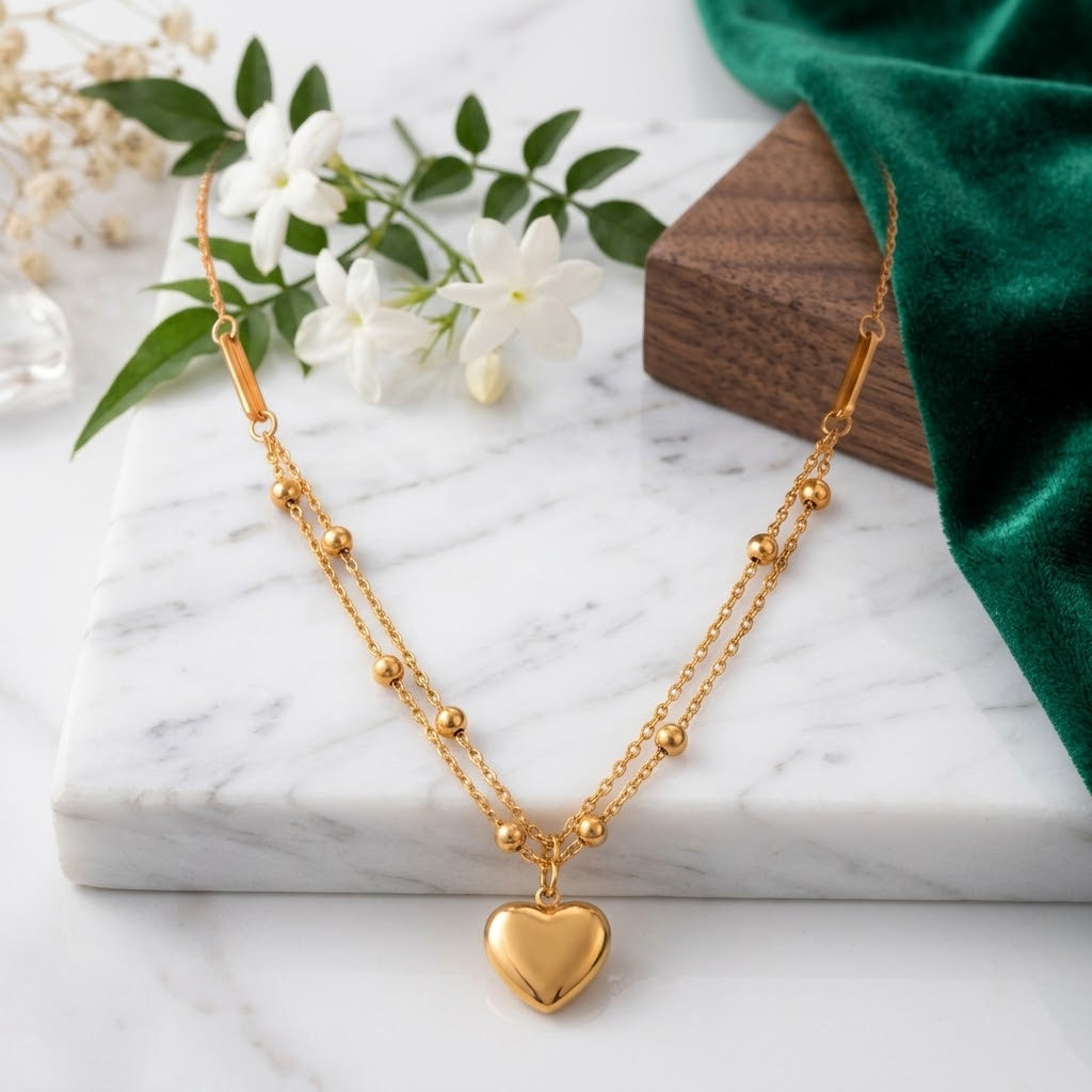 Golden Heart Layered Necklace