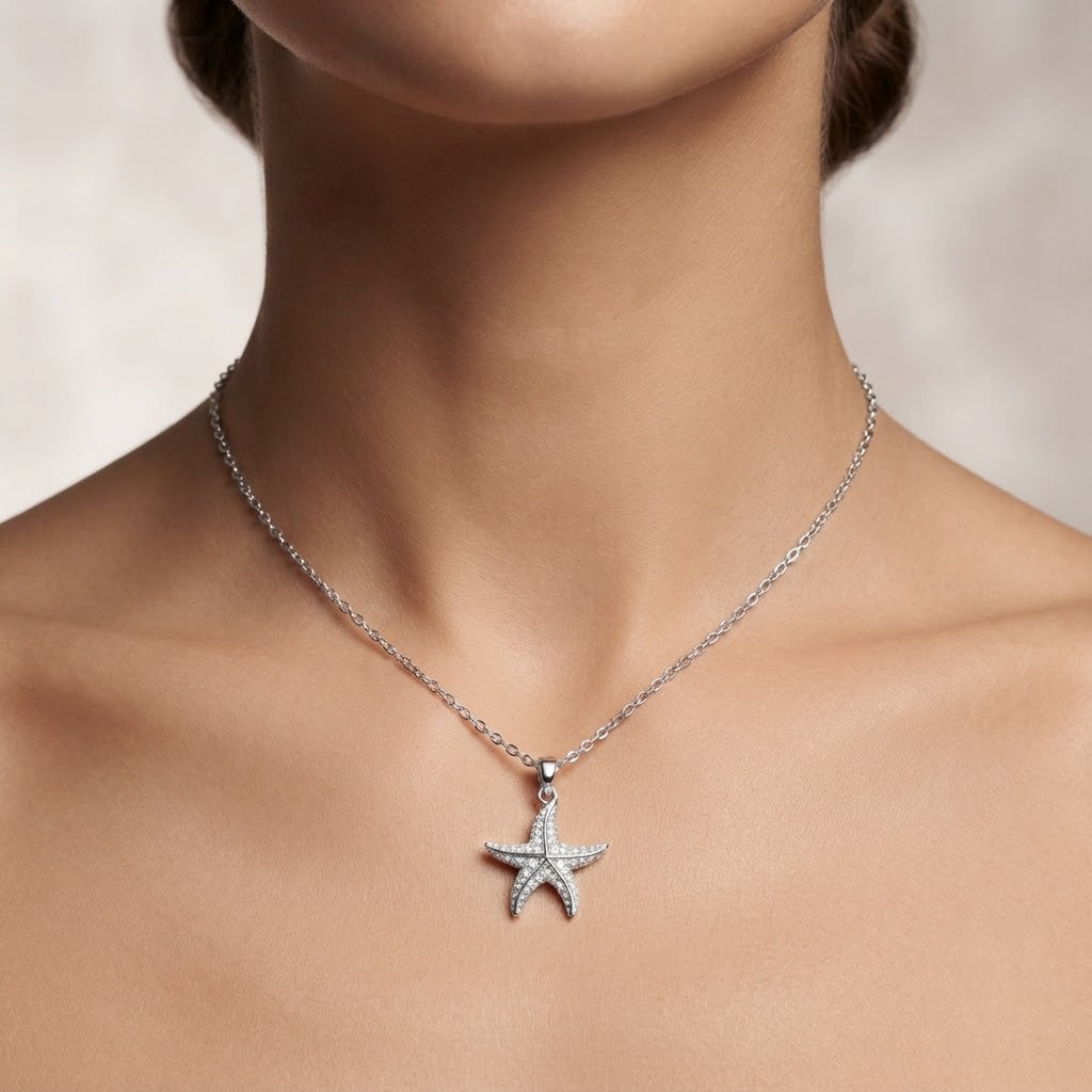 Starfish Pavé Pendant Necklace