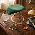 Gold Bow Pendant Necklace & Stud Earrings Set