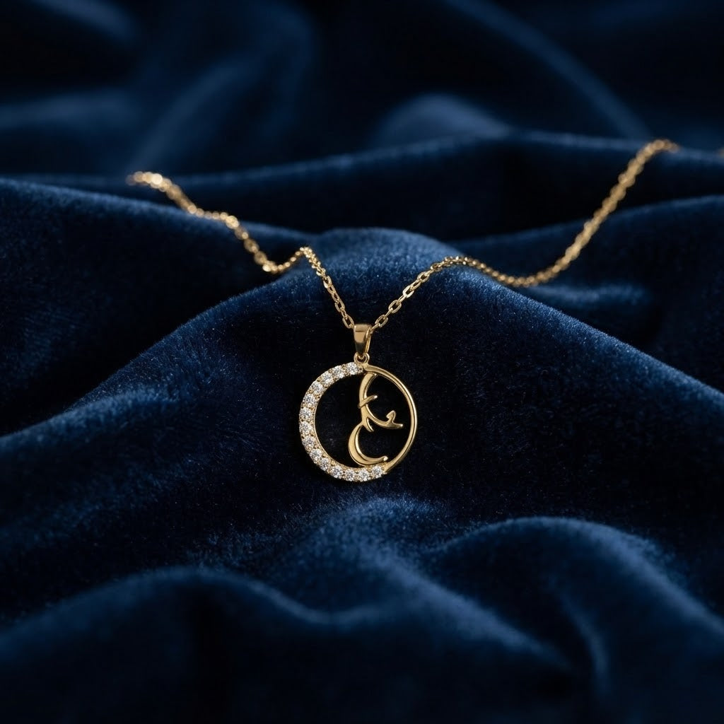 Gold Crescent Moon Antler Pendant Necklace