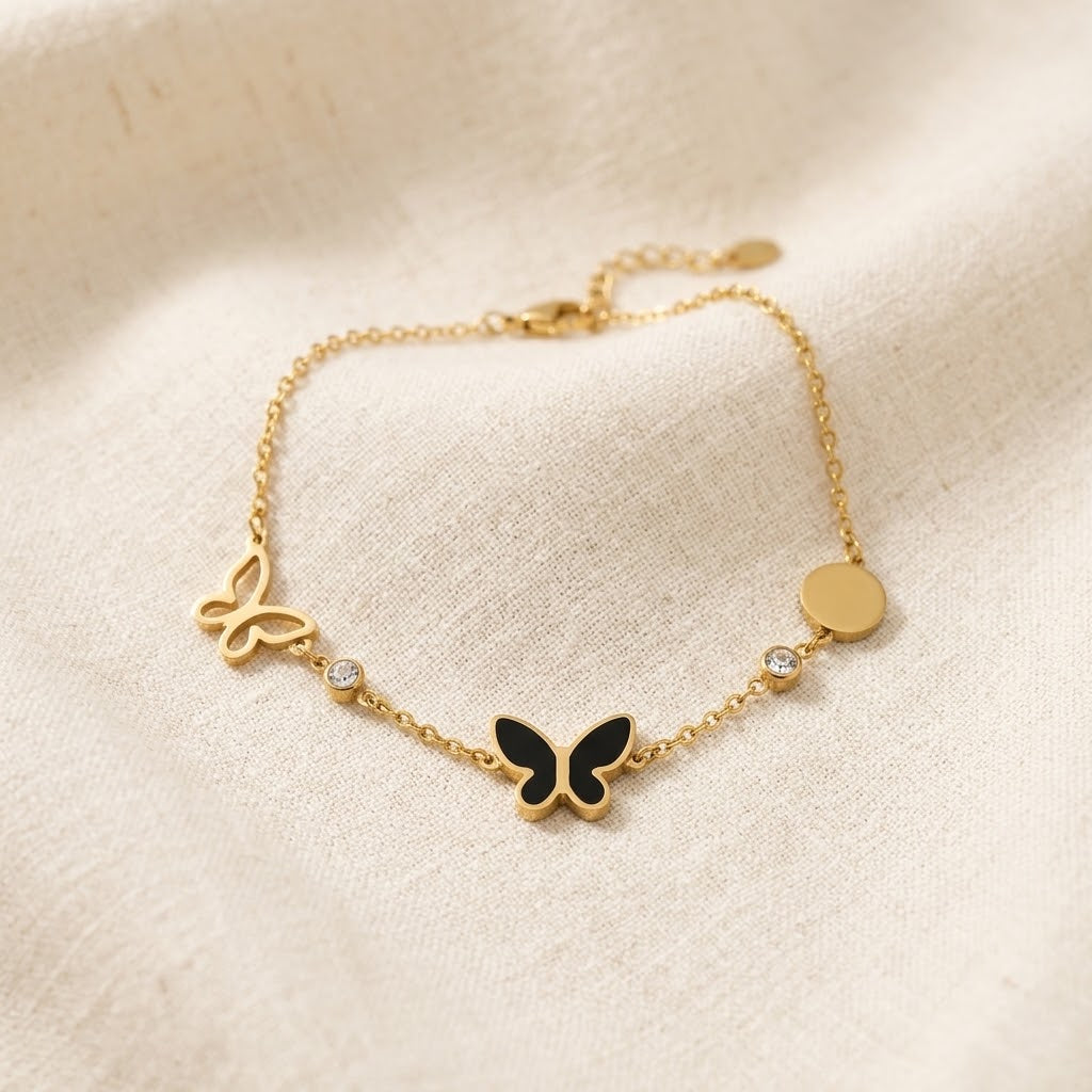 Noir Butterfly & Disc Bracelet