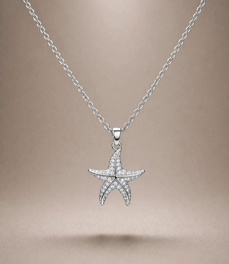 Starfish Pavé Pendant Necklace