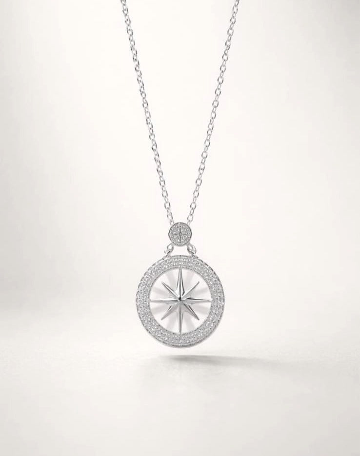 Compass Star Pavé Pendant Necklace