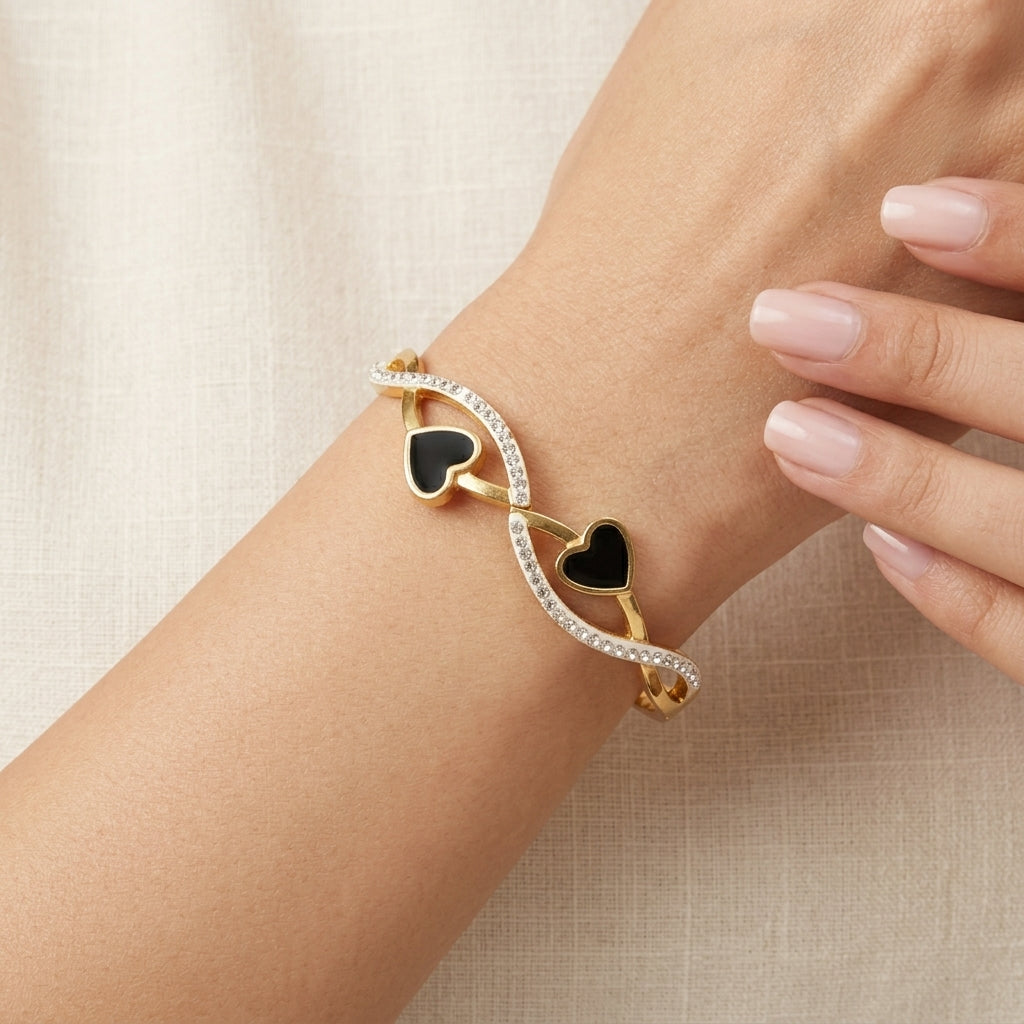 Twin Heart Infinity Bangle