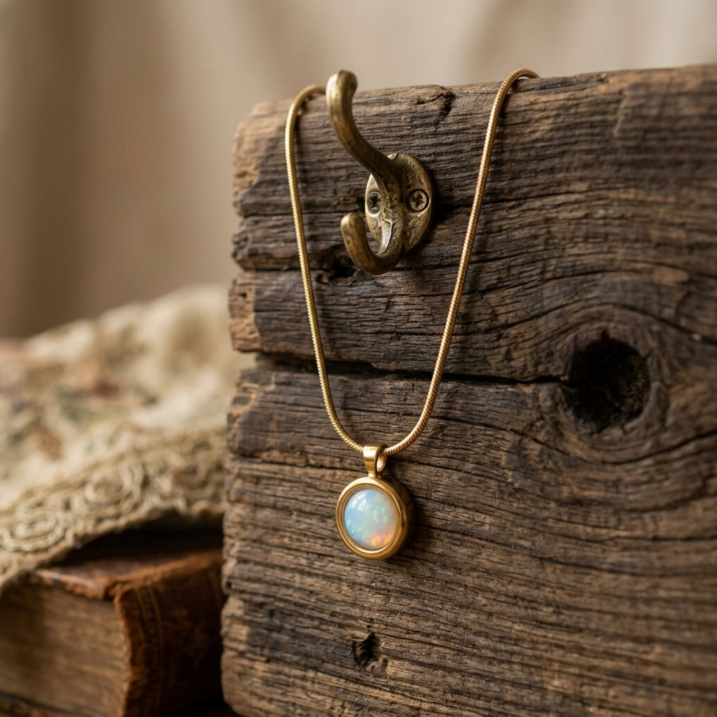 Opal-Style Round Pendant Necklace