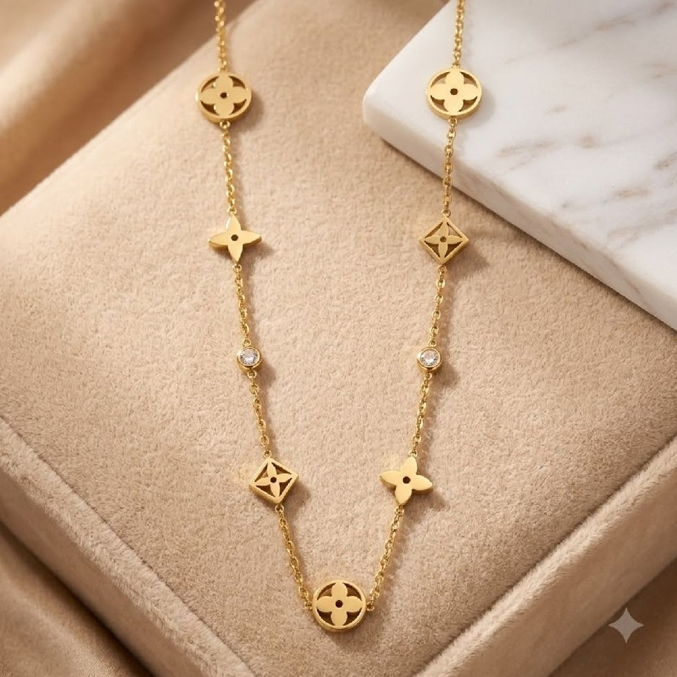 Golden Blossom Floral Enamel Bracelet