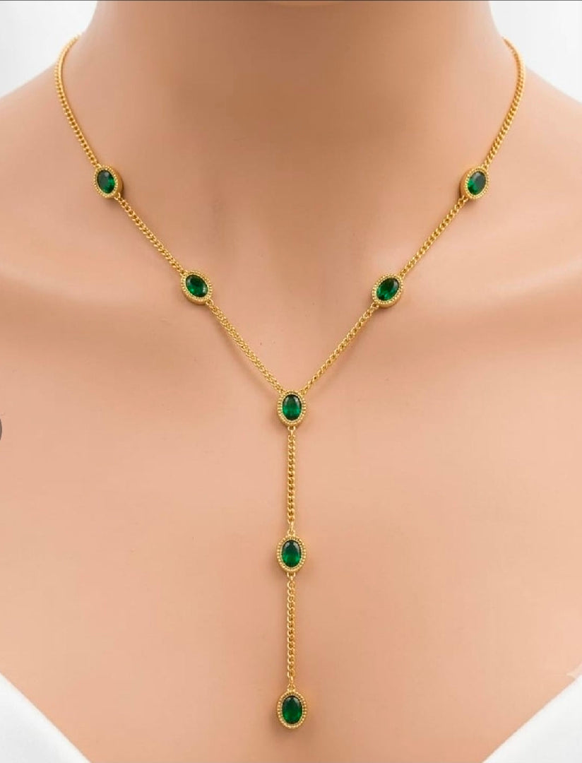 Emerald Stone Drop Necklace