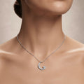 Crescent Moon Heart Pendant Necklace