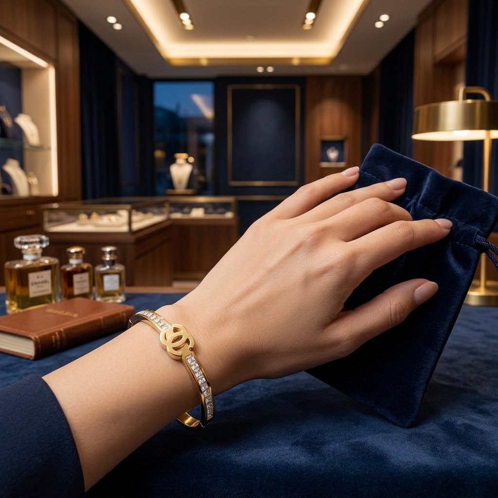 Luxe Crossover Gold Cuff Bracelet