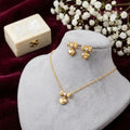 Bow & Heart Drop Necklace and Earrings Set