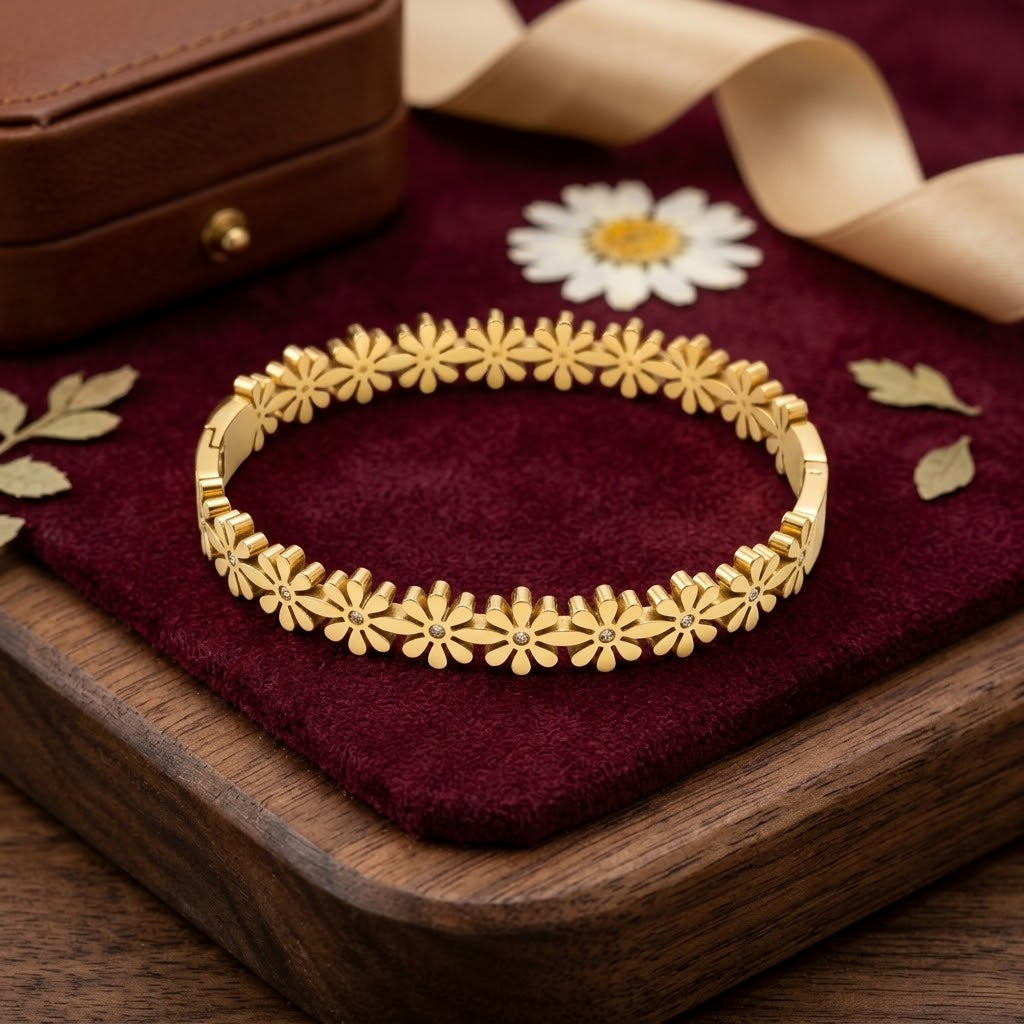 Aura Floral Diamond Link Bangle