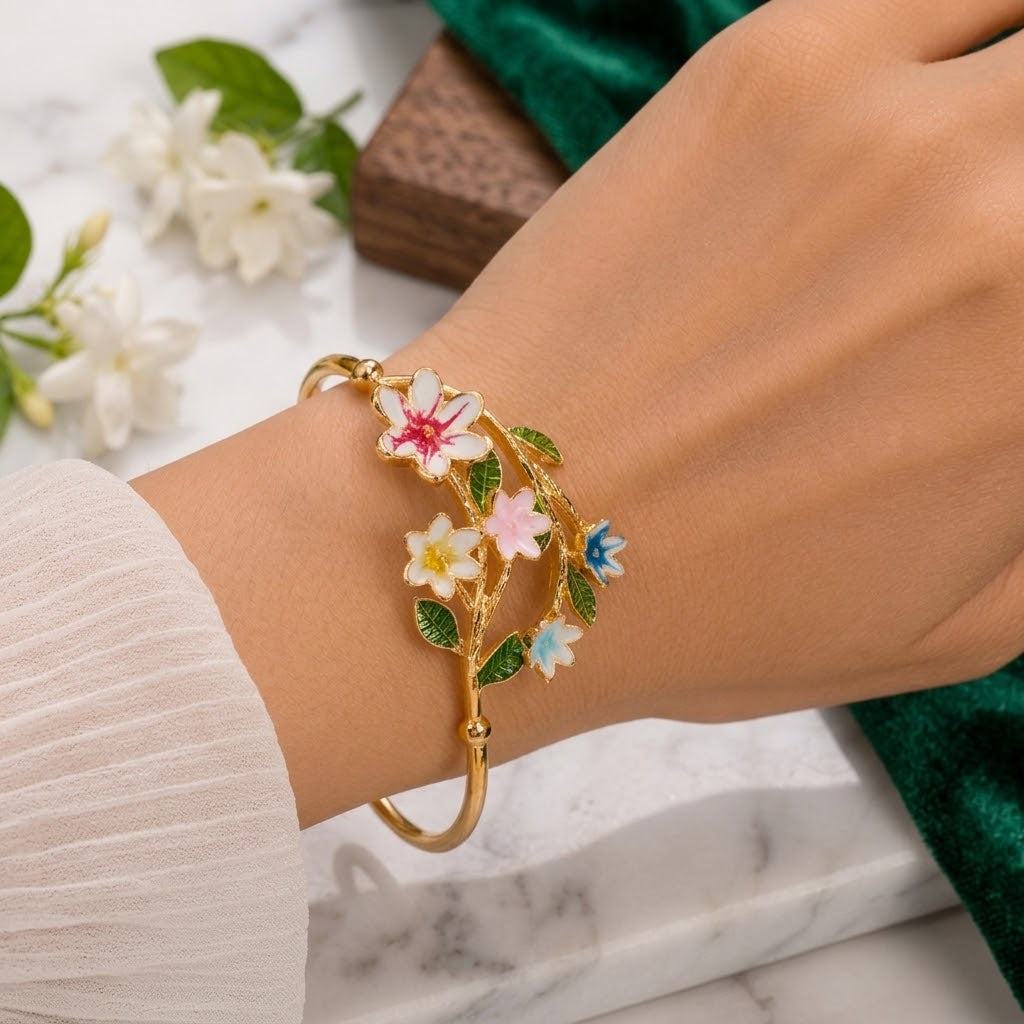 Enchanted Garden Floral Cuff Bracelet