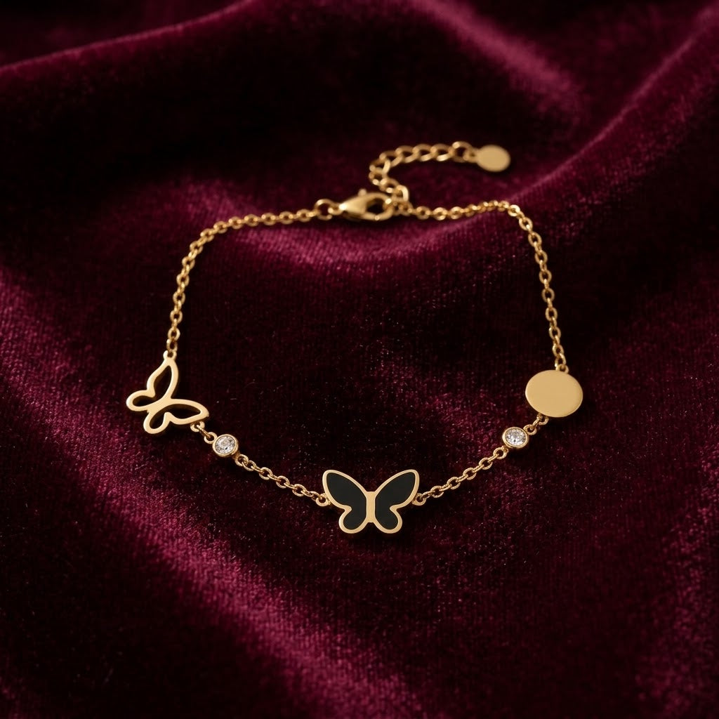 Noir Butterfly & Disc Bracelet