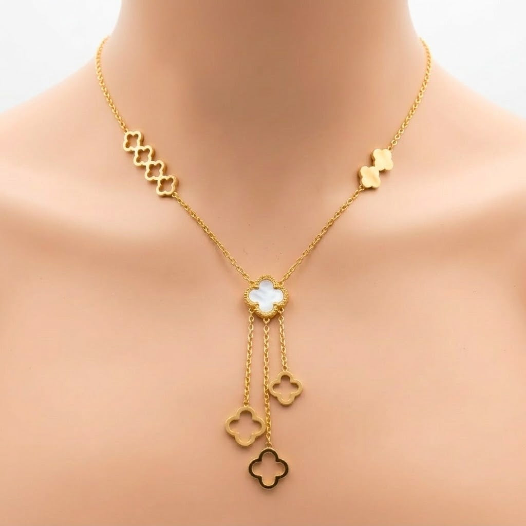 Golden Clover Cascade Necklace