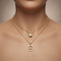 Gold Layered Solitaire & Family Circle Necklace Set